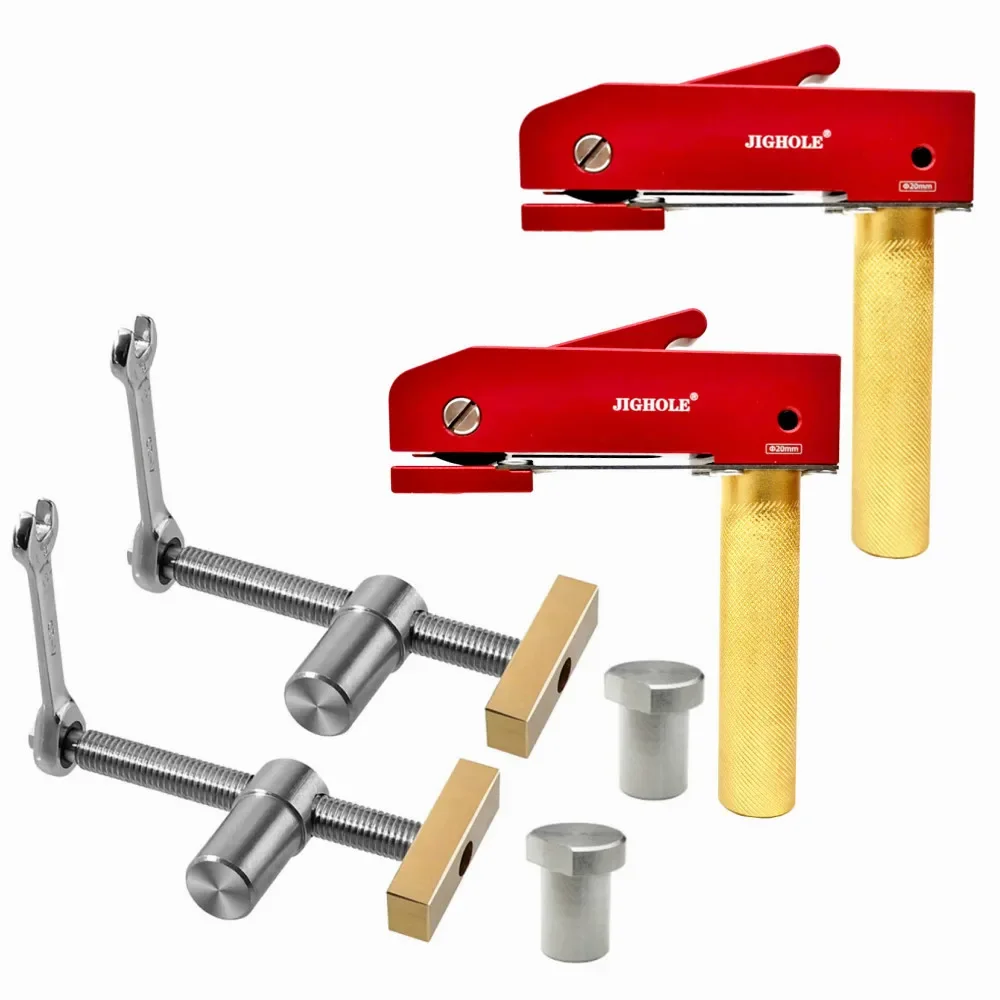 

Woodworking Desktop Clip Brass Fast Fixed Clip Quick Fixture Clamping Tool and WorkBenches Fast Hold Down Bench Dog Clamp Kit