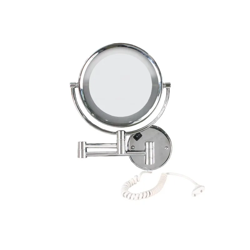 

High Quality Foldable Bathroom Mirrors Wall Unbreakable Round Shape Wall Mirrors With Led Light for Hotel Use