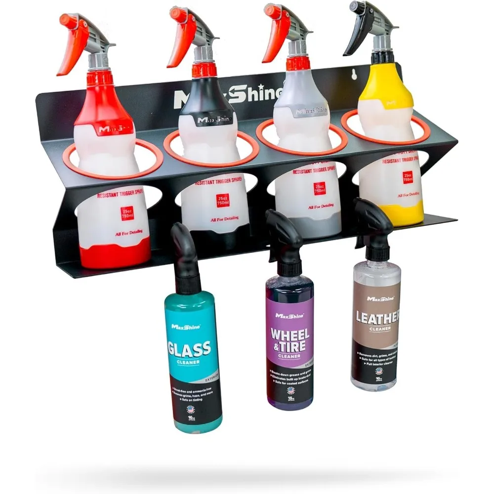 

Maxshine Universal 4 Pack Spray Bottle Holder (16oz/34oz) - Holds 7 IK Trigger Sprayers with 3 Small Holes, Sturdy