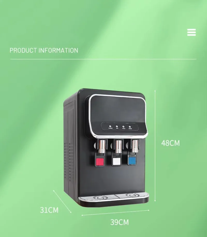With a new portable reverse osmosis system with heating and ice making The home water dispenser includes hot and cold functions