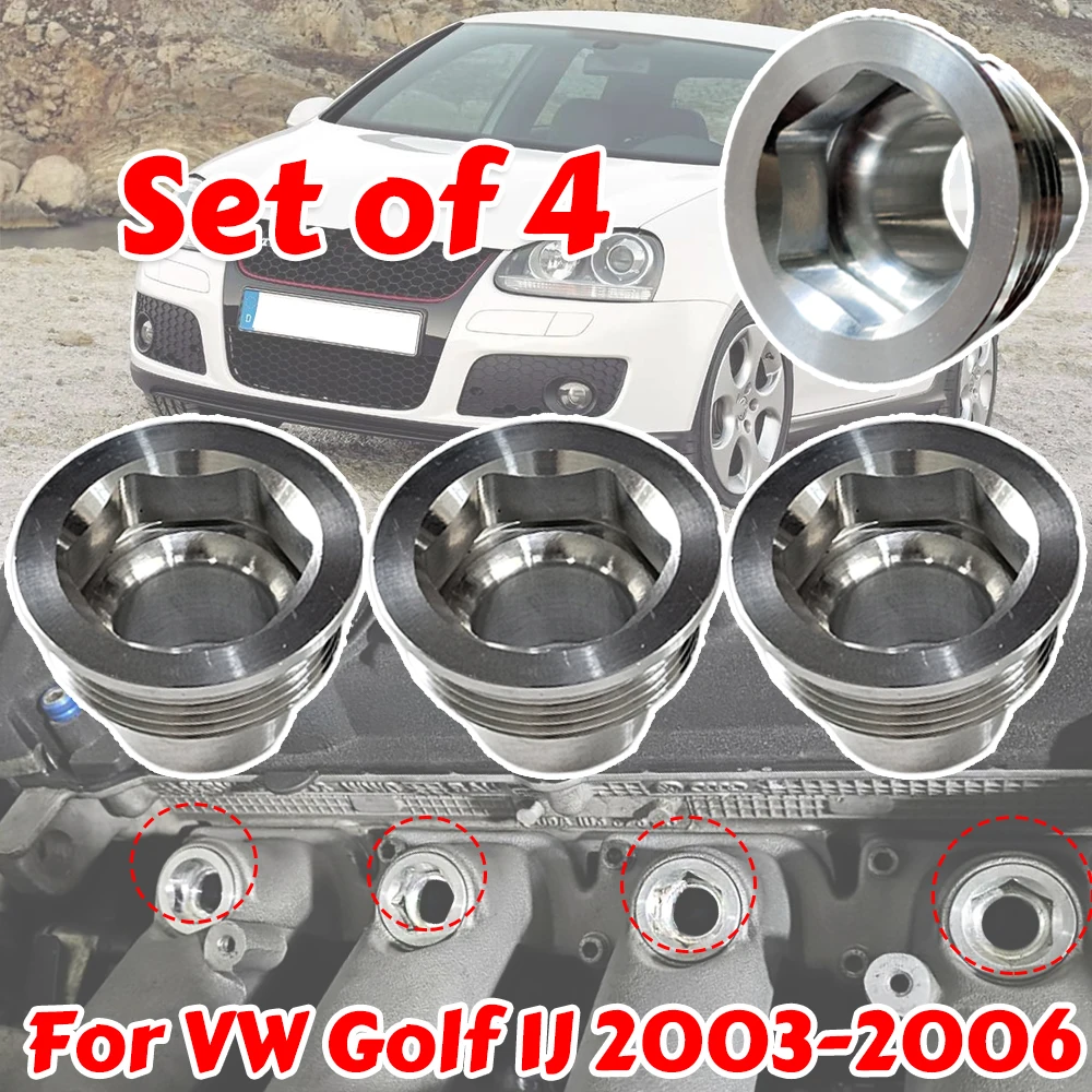 4X Fuel Injector Insert Set For VW Golf 1J 2003 2004-2006 Beetle New Upgrade Aluminum Cup Seat 06B133555D Car Replacement Parts