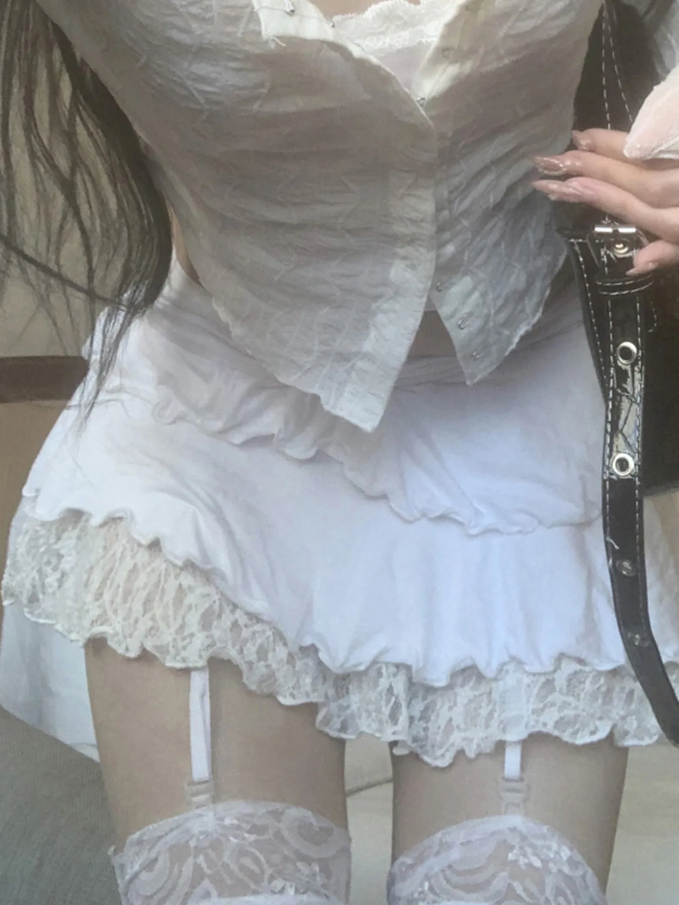 

Summer Ballet Girl Lace Splicing Multi Layer Cake Skirt Sexy Lace up Low Waist Short Skirts