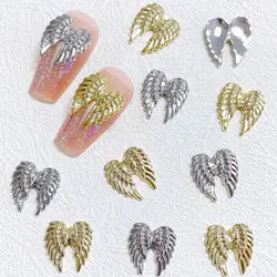 10pcs Retro Alloy Metal Nail Charms Gold Silver Angel Wing for Nail Art Decorations DIY Accessories