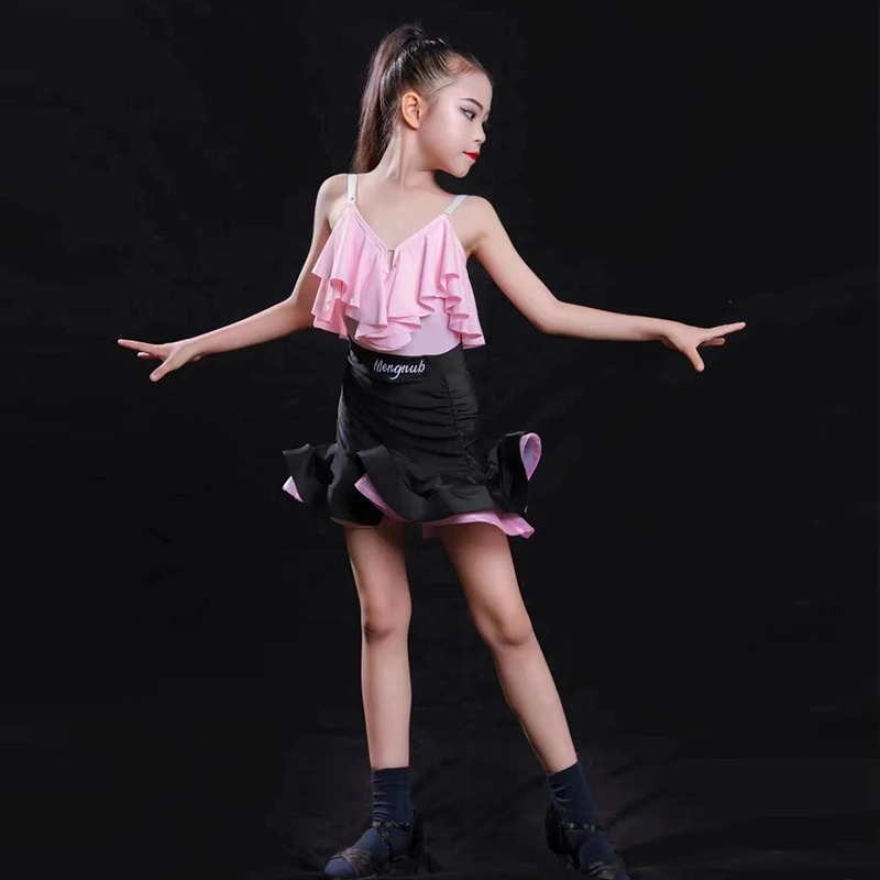 Latin dance dress girls training Latin dress children dance practice dress spring summer