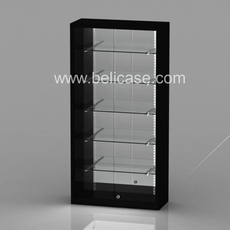 2025customized. standing wig display showcase with LED light lockable hair extension display stand shelf