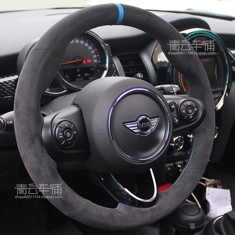 For MINI (Hatchback/Mini) JCW COUNTRYMAN CLUBMAN COUPE Hand Stitched suede non-slip car Steering Wheel Cover