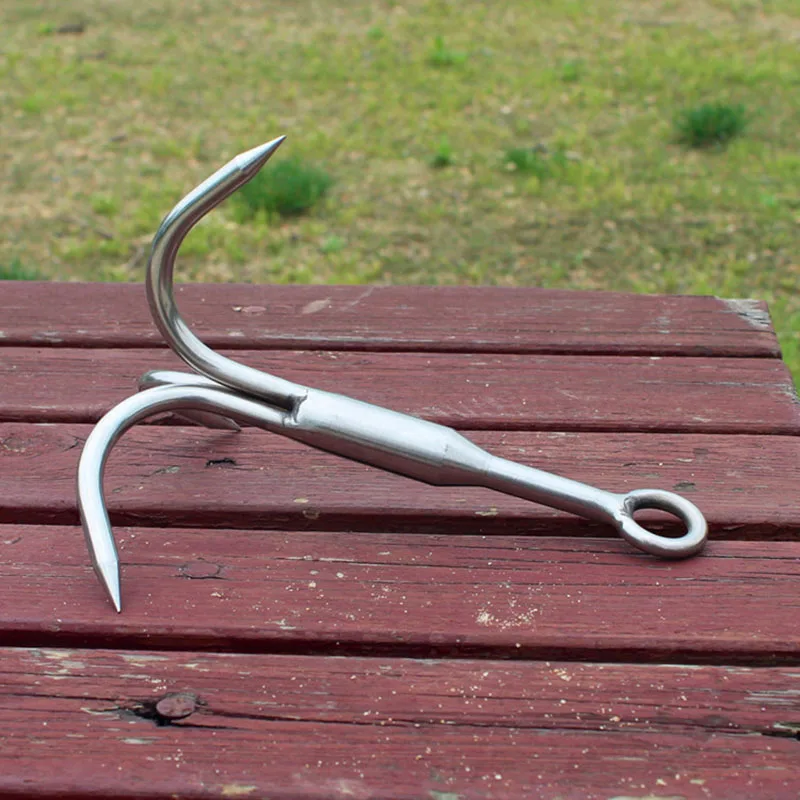 3-Claw Grappling Hook Stainless Steel Tree Climbing Hook Grappling Steel Hook Rock Climbing Claw For Outdoor Hiking Walking
