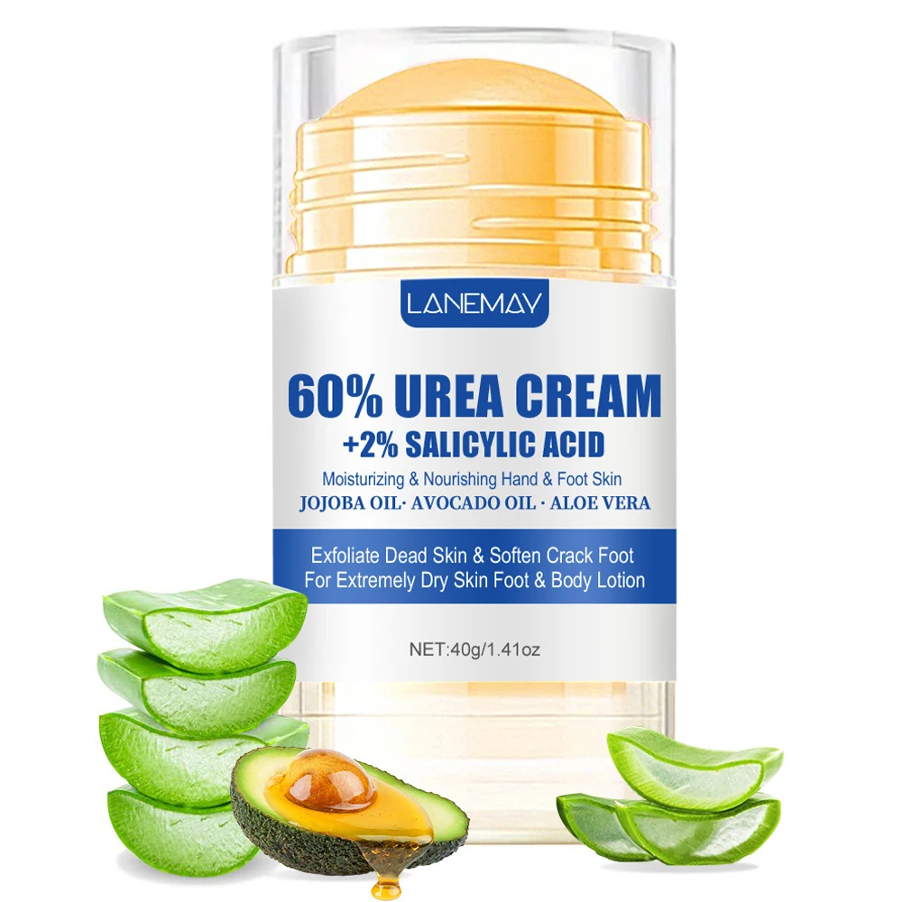 Crema per i piedi screpolati 60% Urea Aloe vera ultra idratante per ammorbidire i piedi secchi e screpolati Esfoliazione delicata Crema per la cura quotidiana dei piedi