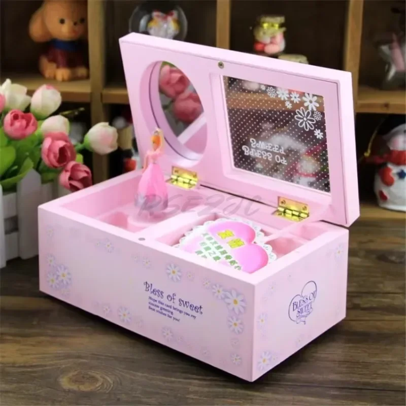 Creative Rotating Dancer Music Boxes Multifunction Music Jewelry Box Storage Case Transparent Cover Clockwork Music Box Ornament