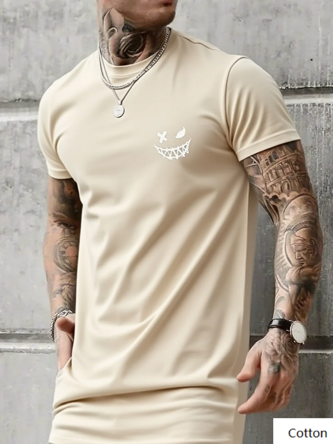 

Evil Smile Graphic Cotton T Shirt for Streetwear Lovers Trendy Printed Brand Pure Cotton T-shirt Short Sleeve Unisex Round Neck