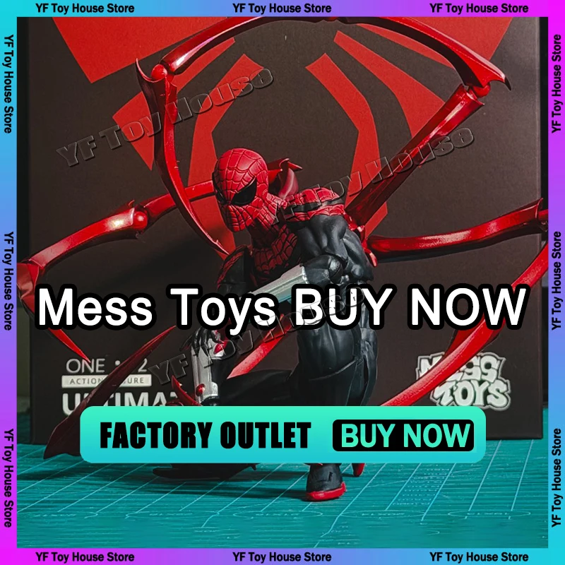 

Original Mess Toys Spider Figure Black Suit Neighbor Symbiote Scarlet Spider Kaine Parker Black Red Spider Action Figure Toys