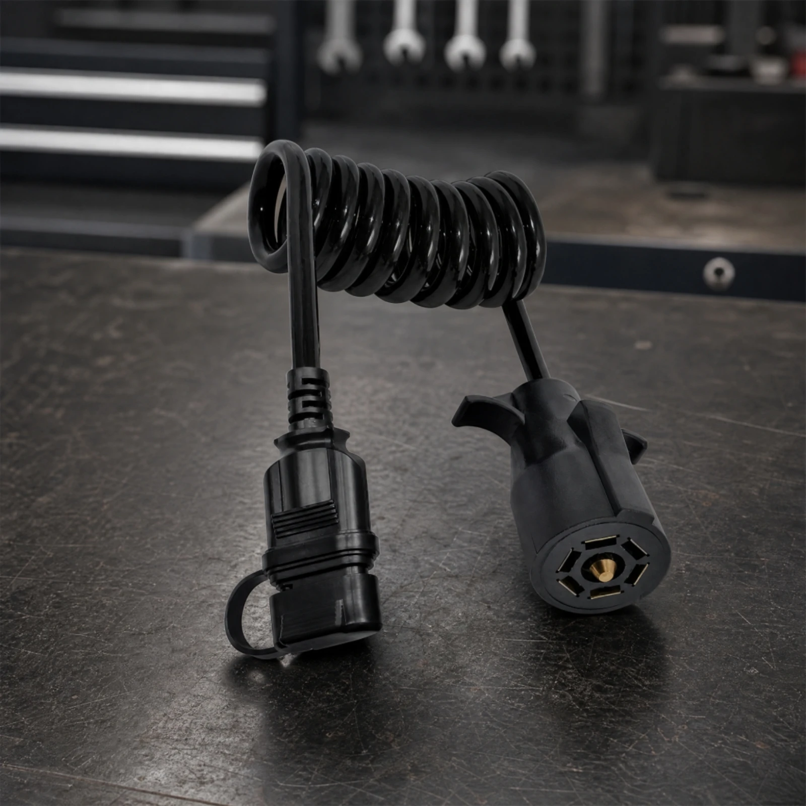 7 Blade to 4 Flat Trailer Plug Adapter Molded Plugs 7-Way to 4-Pin Trailer Adapter Cable Flexible Stretchable