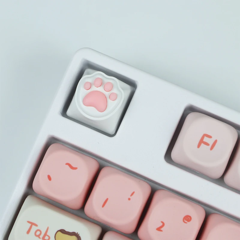 1 Stück mechanische Tastenkappen Kreuzachse Mädchen rosa süße 3D weiche Silikon Katzenklaue Tastenkappen ESC personalisierte Geschenk Tastaturkappen