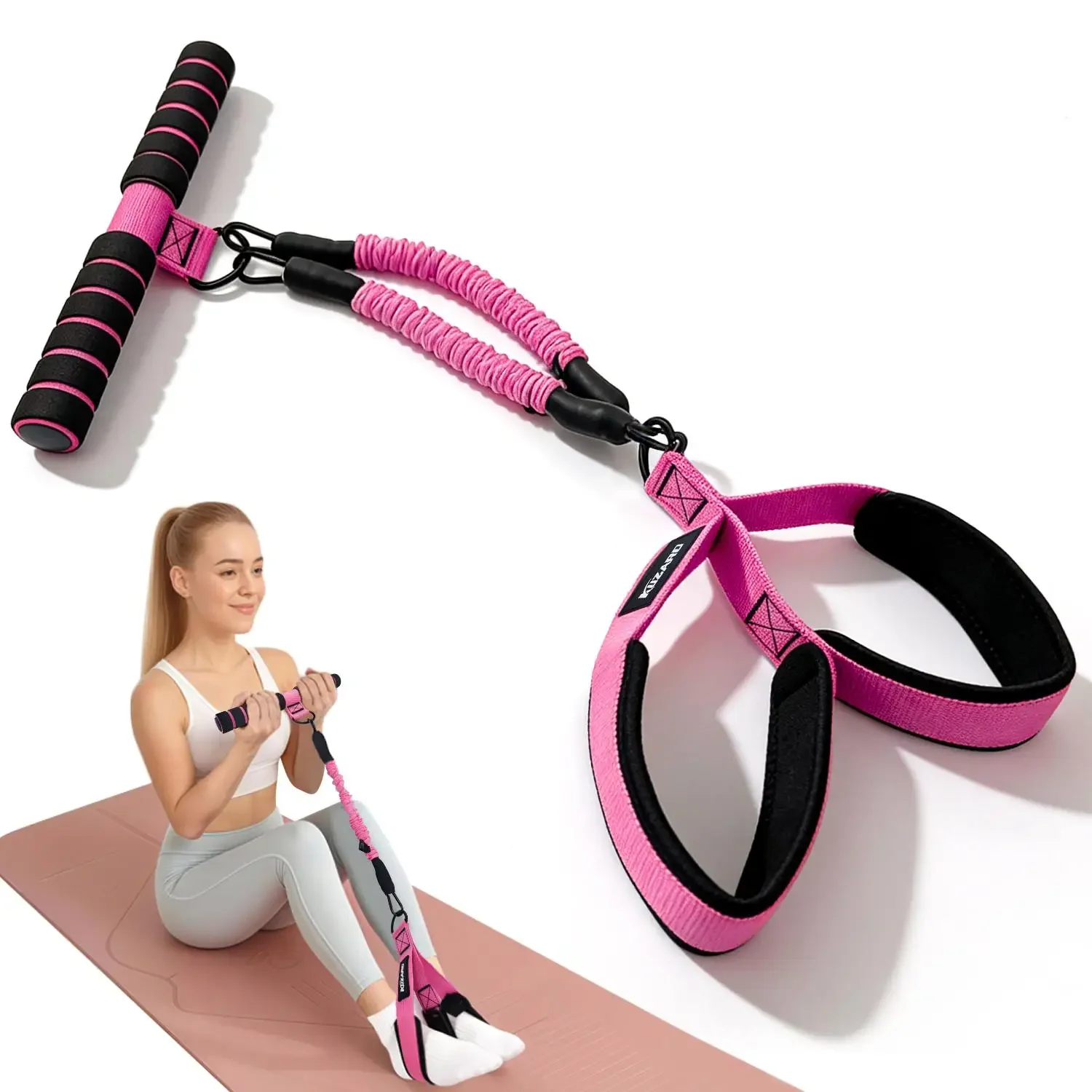 KUZARO Upgraded Pedal Resistance Band – Durable Latex Tubes, Soft Foot Pedals, Sit-Up & Stretch Fitness Equipment summerwins