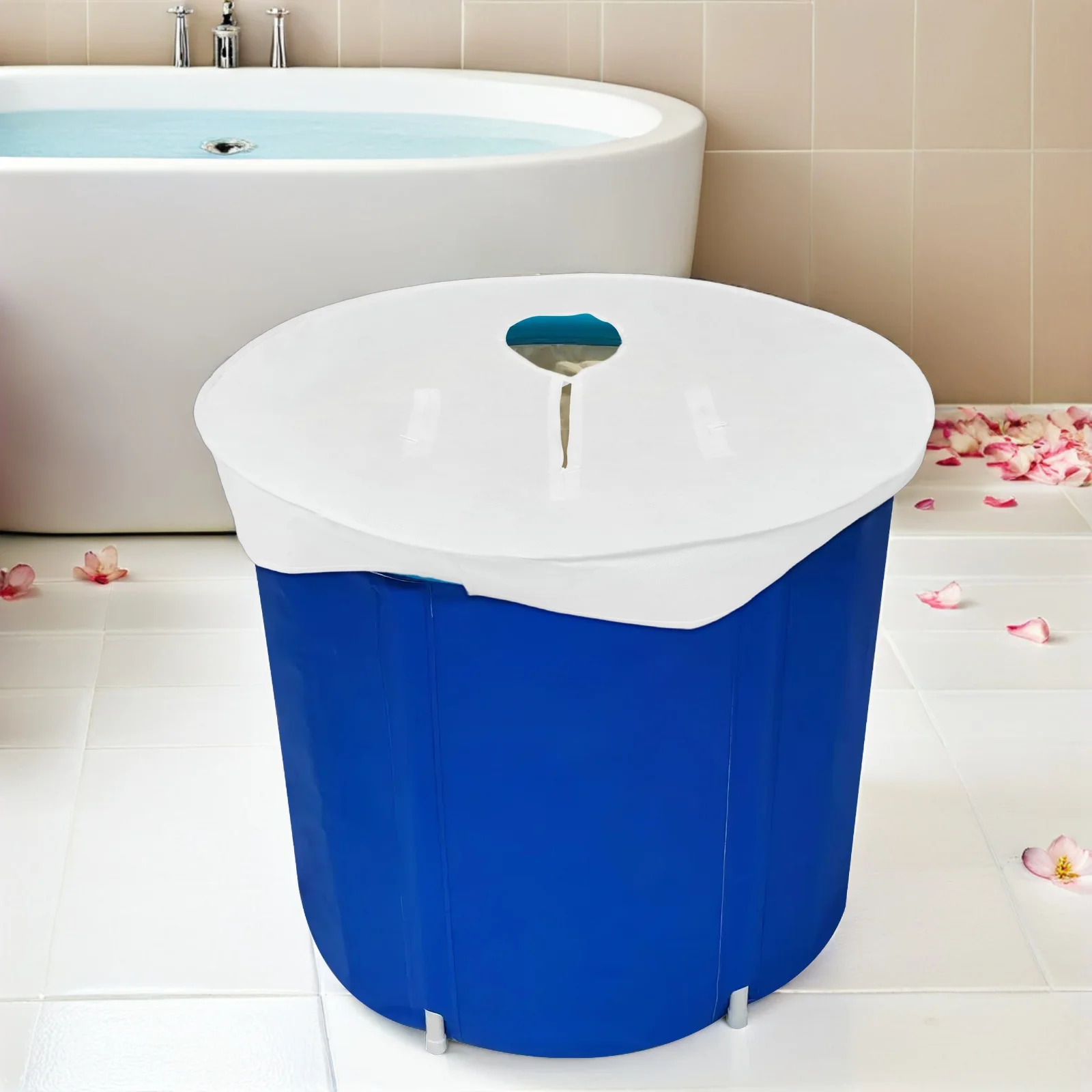 

27.5 Inch Bath Tub Cover Non-Woven Fabric Insulated Foldable Spa Lid Anti-Dust Thermal Retention For Home Travel Hot Tub
