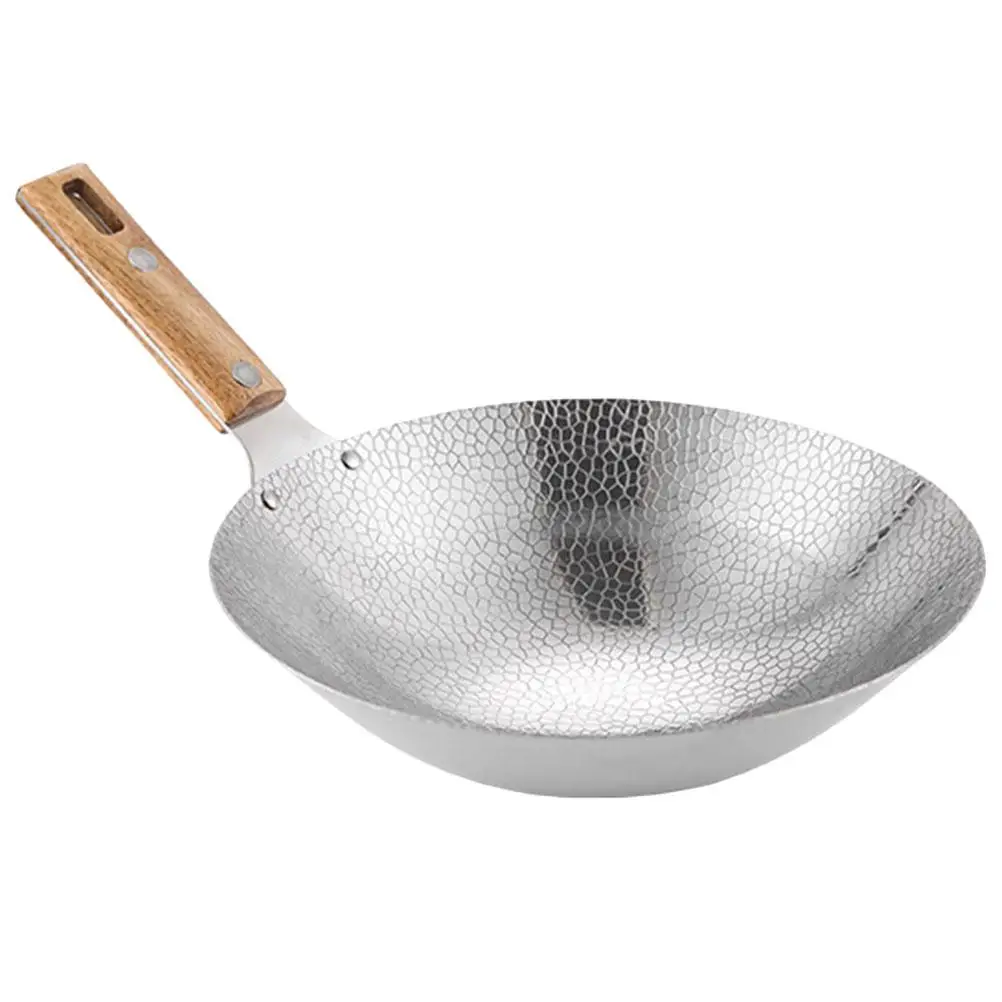 

Stir Fry Wok 24CM Stainless Steel Thickened Bottom Kitchen Cookware Everyday Pan Metal Wok For Stove Practical Gift Easy Clean