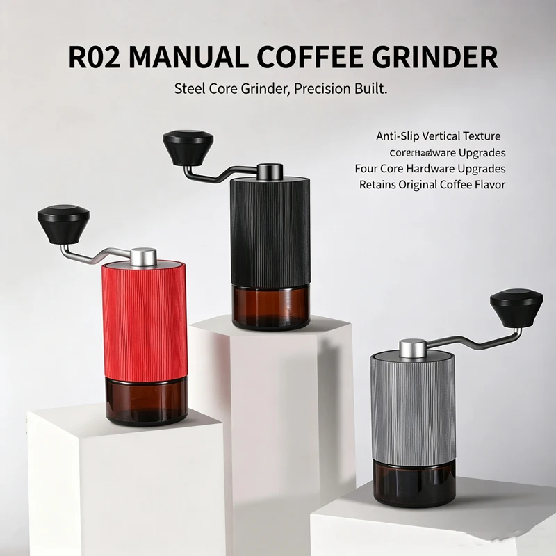 Hand-Crank Coffee Grinder, Italian-Style Manual Coffee Bean Grinder, Portable, Compact, for Home Use, New Model