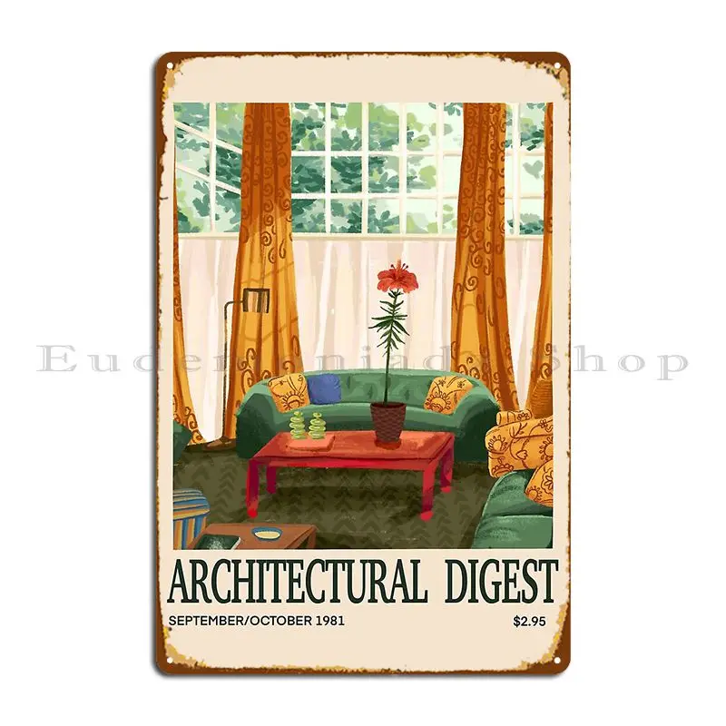 Архитектурный дайджест, винтажная Обложка 1981, металлический знак, плакат, гараж, бар, пещера, печать, паб, клуб, жестяной знак, плакат