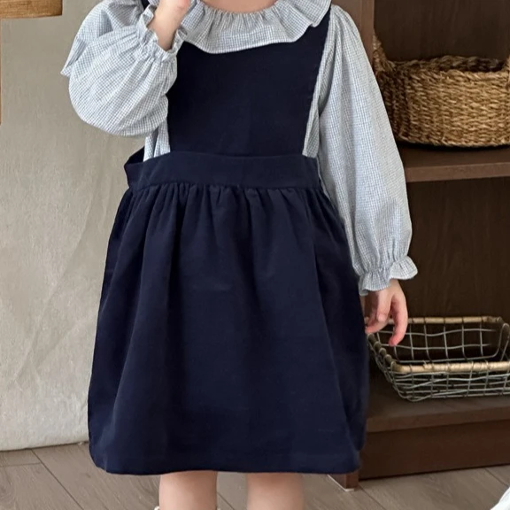 

Girls Skirt 2025 Autumn New Children's Clothing Korean Style Girls Baby Fashion College Style Striped Dress Casual Simple Daily