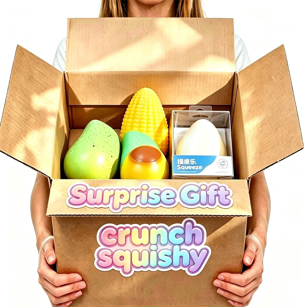 Crunch Squishy Blind Box, Assorted Mango Soap Cheese Squeeze Toy, ASMR Crunchy Sensory Fidget Decompression Toy Gift