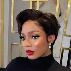 Short Straight Human Hair Wigs Natural Color Brazilian 13x4 Lace Frontal Remy Hair Wig Cheap Human Hair Wig For Black Women