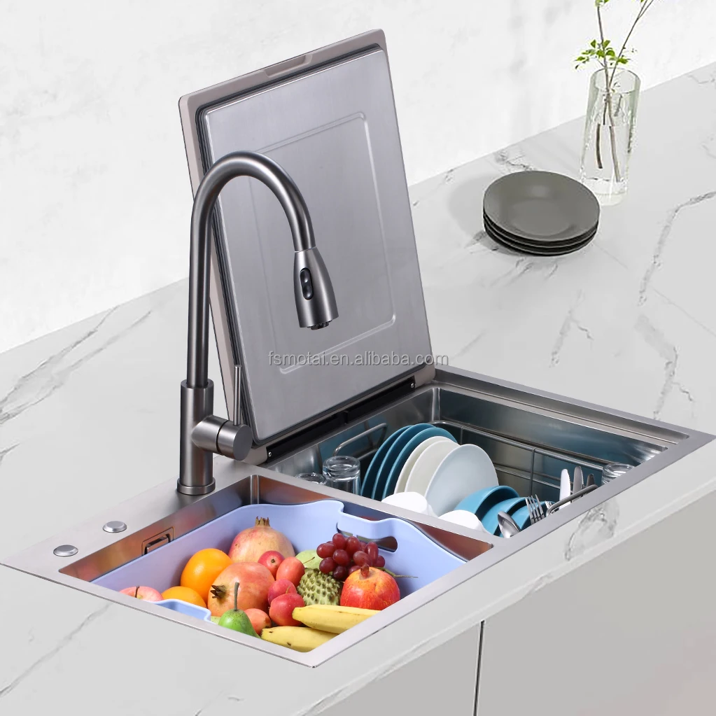 

Integrated Sink Dishwasher Handmade Smart Integrated Sink Dishwasher Double Bowl With Auto Open Door And PTC Hot Air Drying Buil