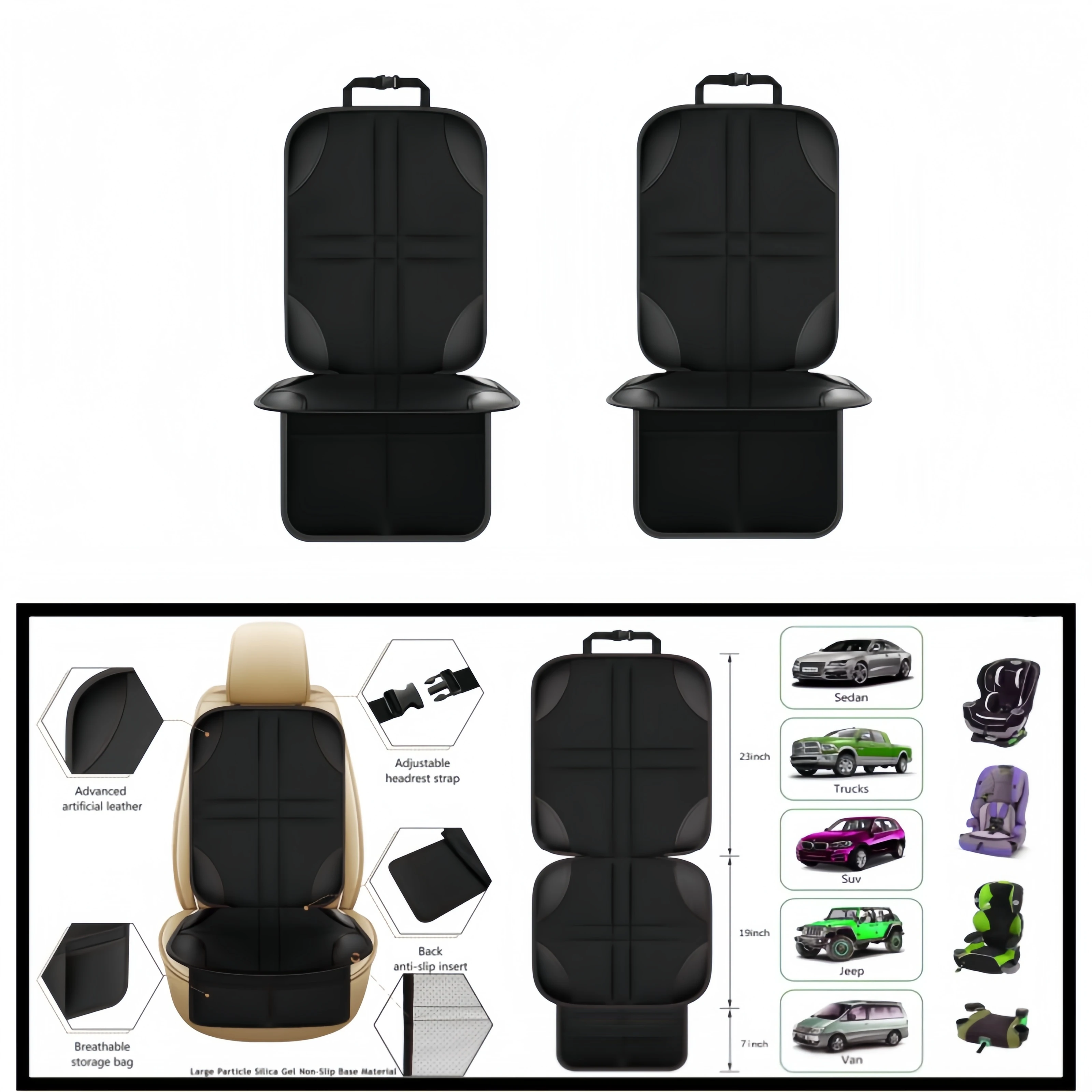 Universal Car Seat Protector for Child Baby Pet Waterproof Non-Slip Anti-Scratch Durable Auto Interior Cushion Cover with Pocket