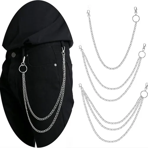 Llaveros de cadena en capas de Metal Punk Rock para hombres y mujeres, llavero de cintura, billetera, pantalones vaqueros, pantalones de Hip-hop, cinturón, cadenas, accesorios de joyería