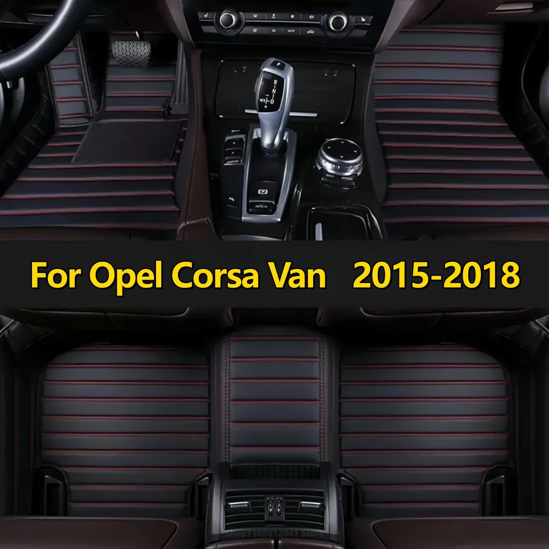 Artificial Leather Custom Car Floor Mats For Opel Corsa Van 2015 2016 2017 2018 Vehicle Leather Foot Carpet Pads Full Set