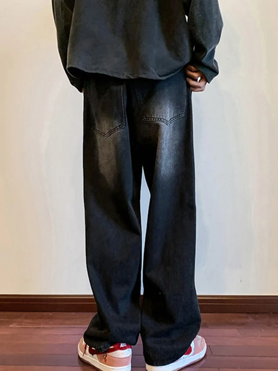 

Vintage Waed Bla Jeans Men's Loose Straight Leg Trousers Spring Trendy Streetwear Casual Cotton Denim Mid-Low Waist