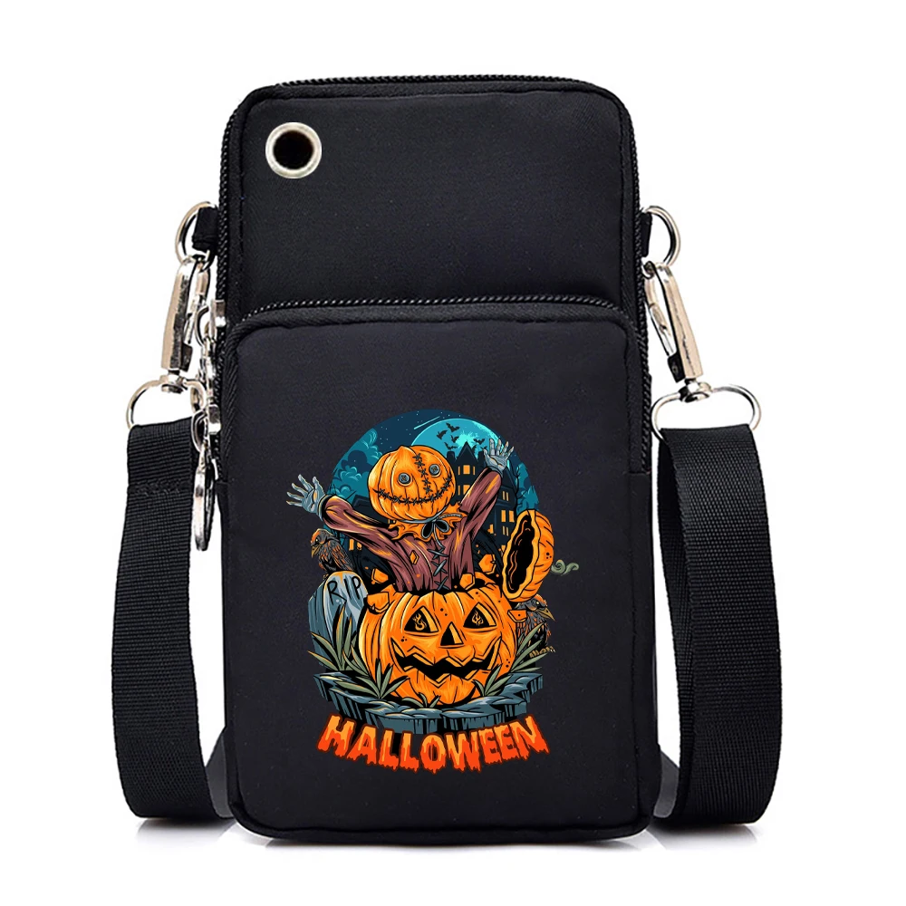 Harajuku Halloween Tote Bag Women Punk Pumpkin Purse Handbags Horror Movies Halloween CrossBody Mobile Phone Bag for Women