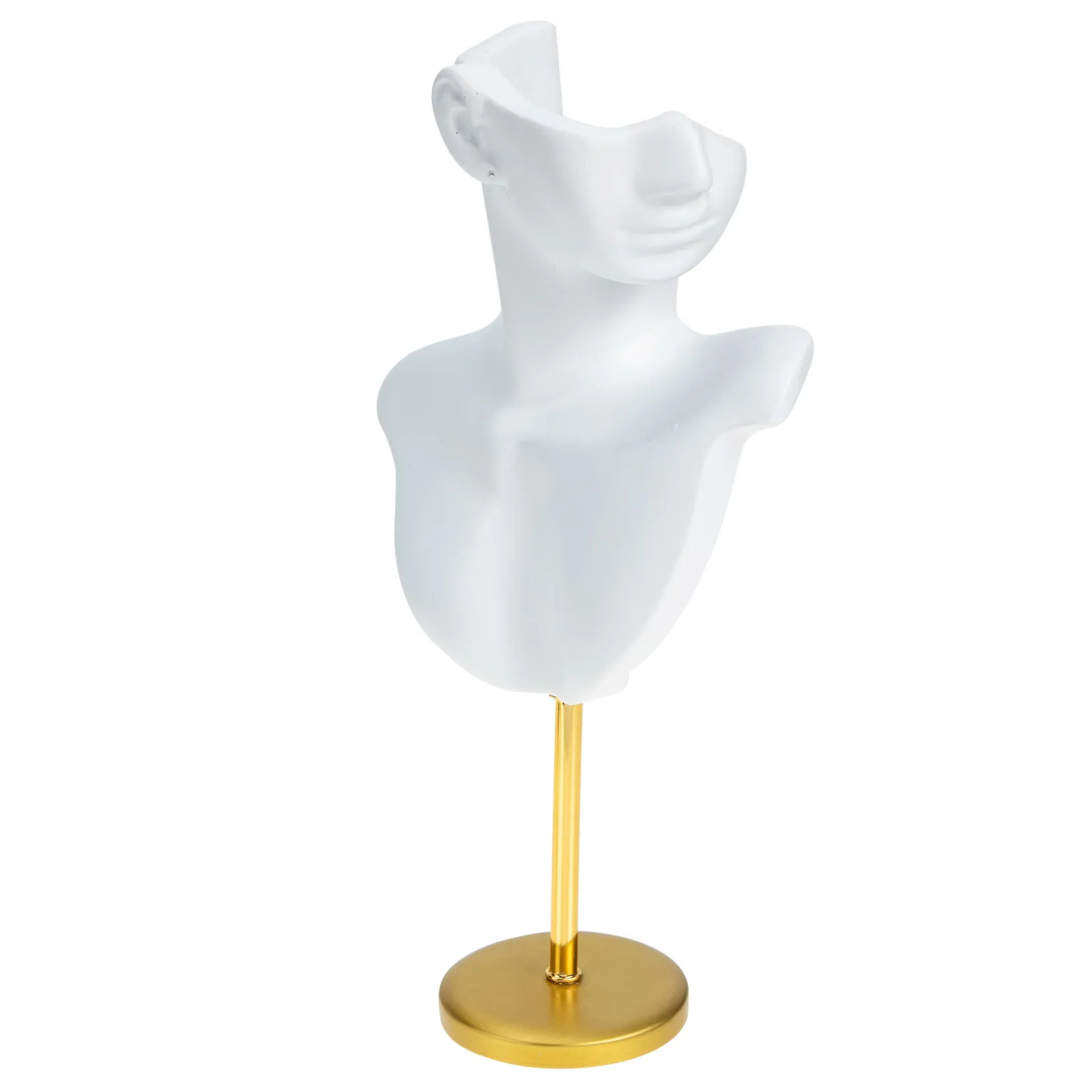 Metal Base Jewelry Display Stand Resin Material Compact Lightweight For Ring Earring Necklace Showcase Storage Rack Bust
