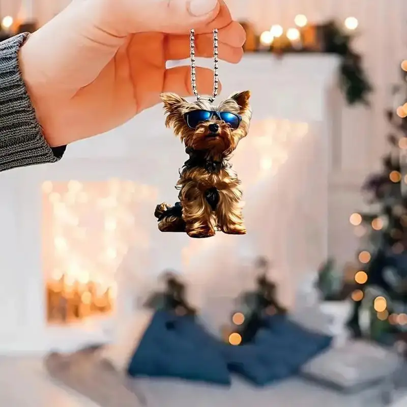 Dog Car Ornament 2D Acrylic Car Rear View Mirror Ornament Cute Ornament Car Pendant For Car Bag Living Room Bedroom