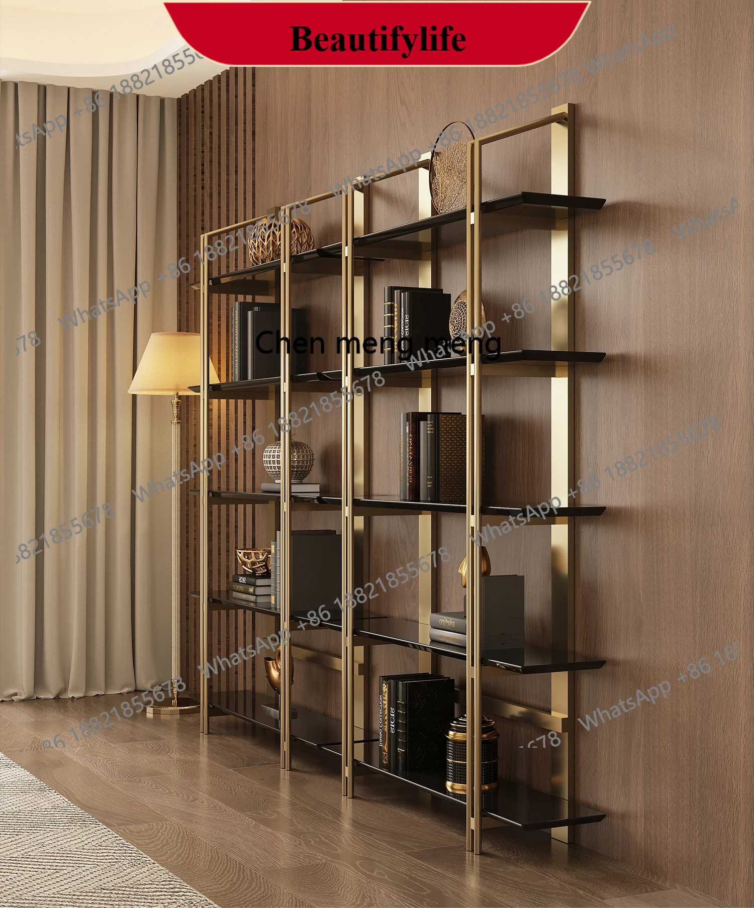 

D178 Итальянская книжная полка от пола до потолка, учебная стена, встроенный шкафчик, светильник, роскошный высококачественный книжный шкаф