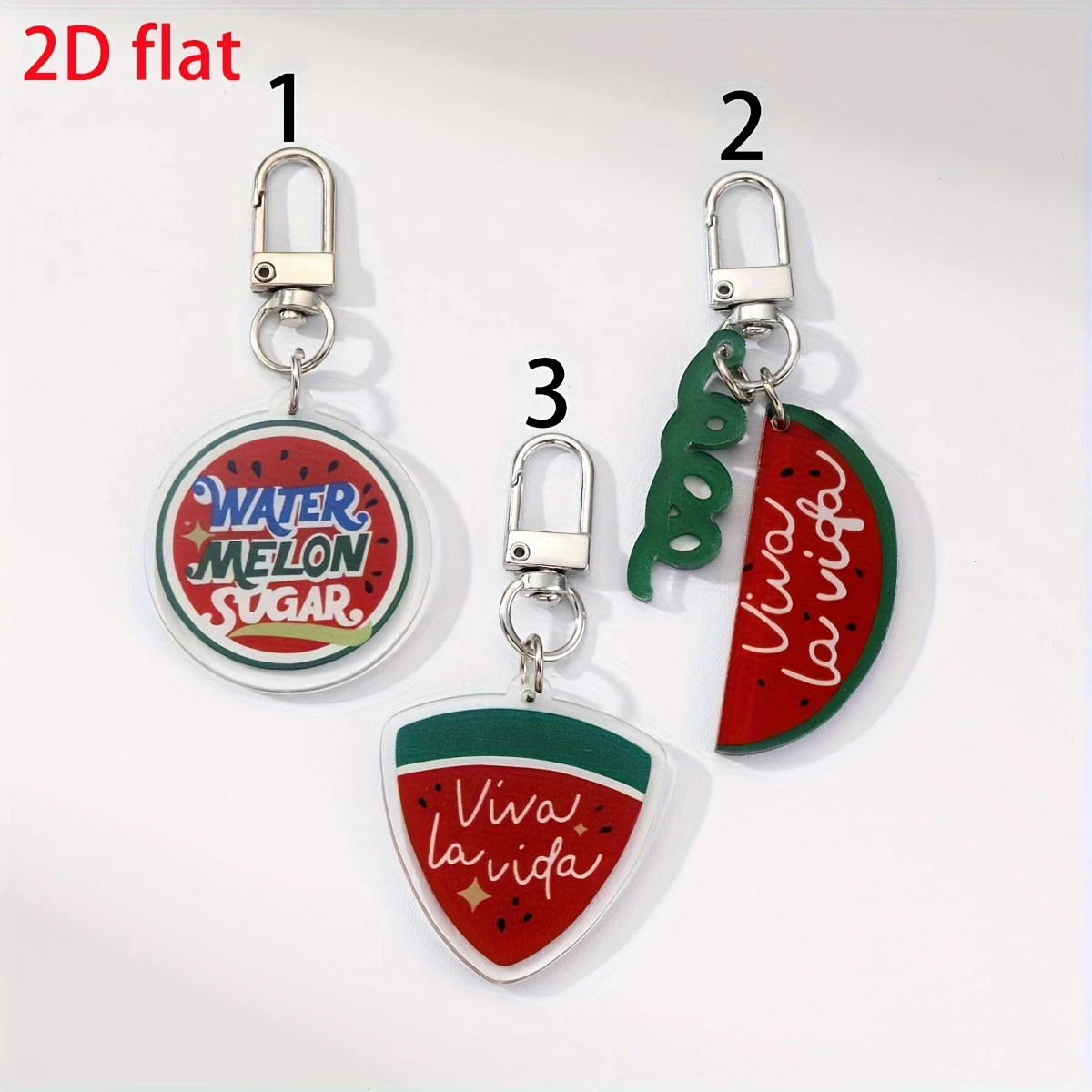 2D Flat, 2d espumante melancia chaveiro Universal Viva la vida acrílico pingente chaveiro acessório chaveiro