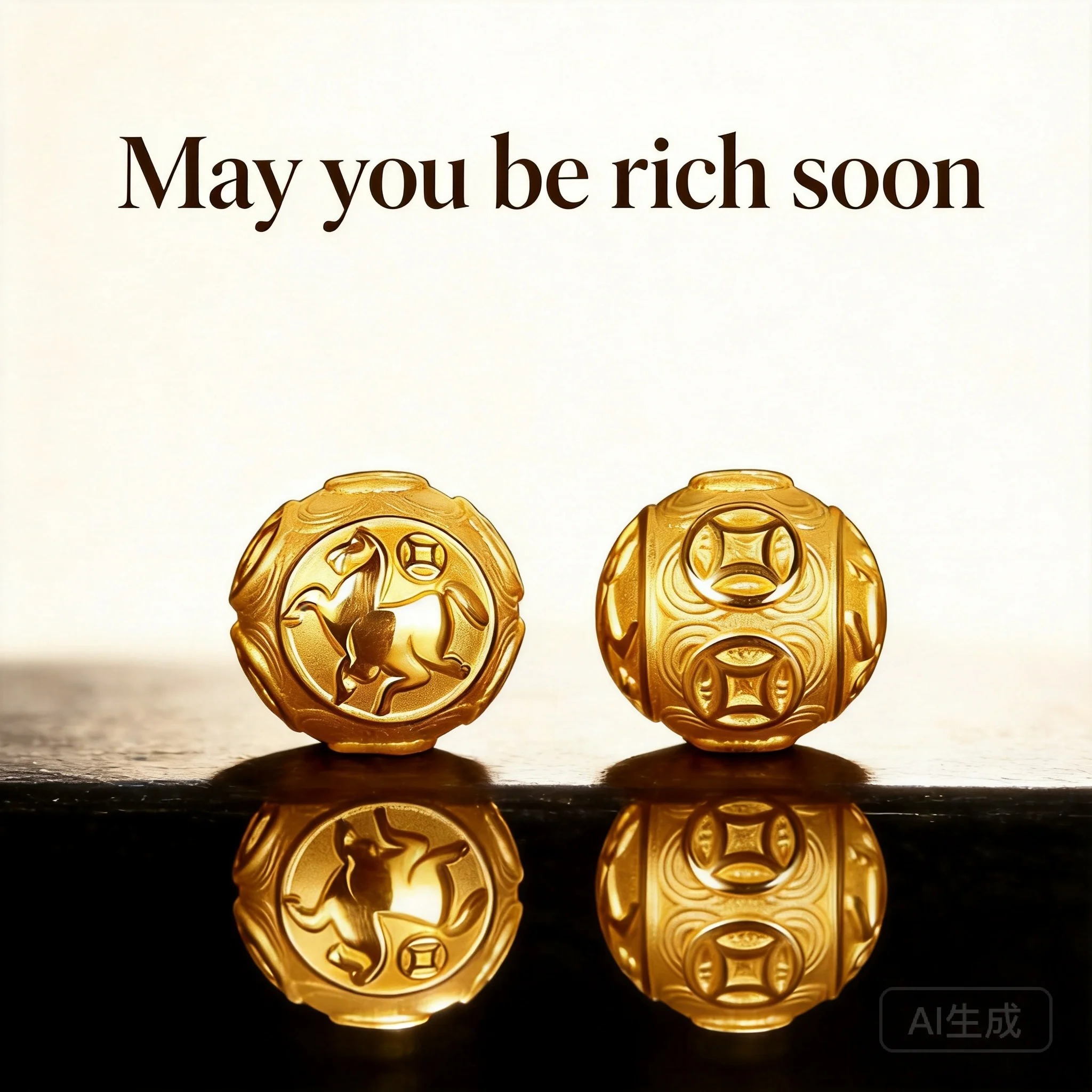 Chinese Style Lucky Gold Plated Horse Coin Pattern Wealth Attracting Spacer Beads 8mm 10mm 12mm Diy Jewelry Making Accessories