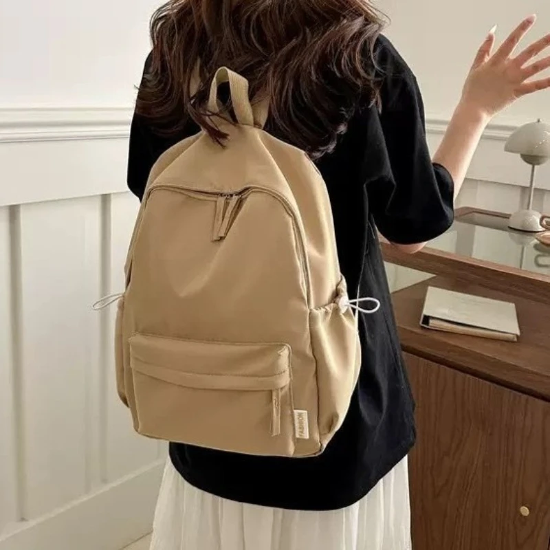 Women Schoolbag Waterproof Large Capacity School Backpack Simple Zipper Solid Color Girl Casual School Bag Student Backpack new