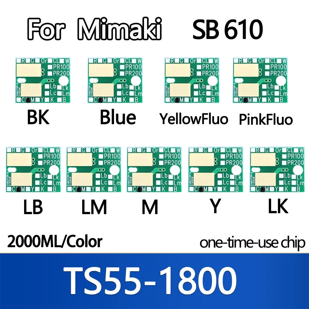 Mimakiインクボトル用インクチップ,青k m y lm lb lk,黄色,pinkfluo,sb610,sb 610, 610, TS55-1800,使い捨て,2000ml