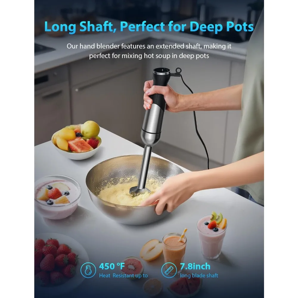 

Handheld Immersion Blender 1000W Stainless Steel 25 Speed Heavy Duty Copper Motor Corded Electric Mixer