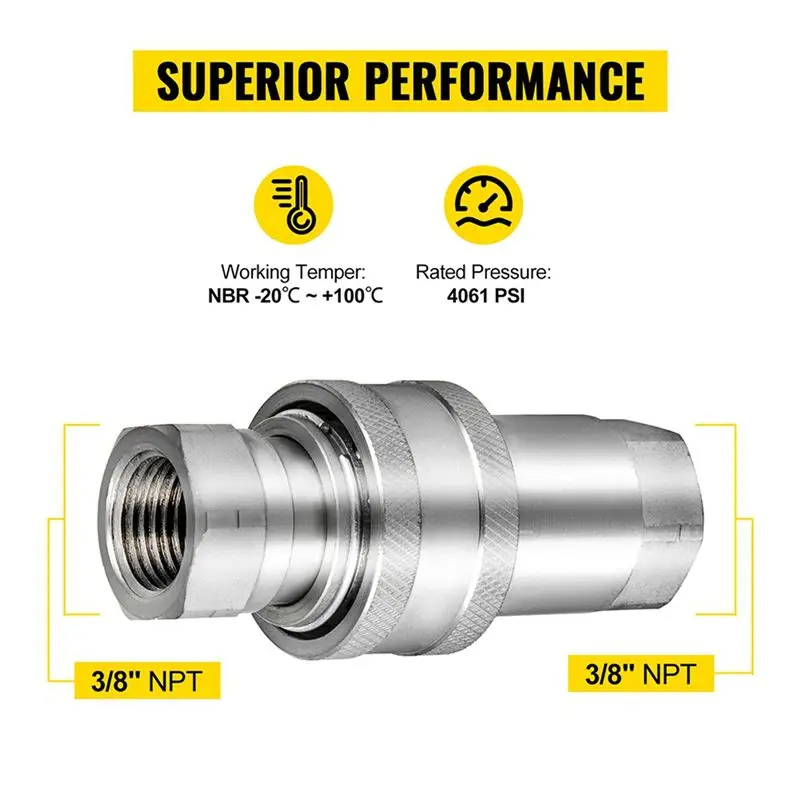 WORTHOWN-4X LSQ-S4-04 1/2Inch NPT ISO5675 Hydraulic Quick Connect Tractor Hydraulic Coupler Agricultural Quick Disconnect