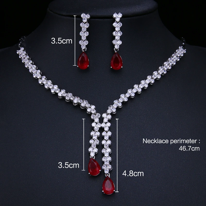 LXOEN Bridal Zirconia Full Jewelry Sets for Women Party Luxury Red Green Blue Dubai Nigeria CZ Crystal Wedding Jewelry Sets