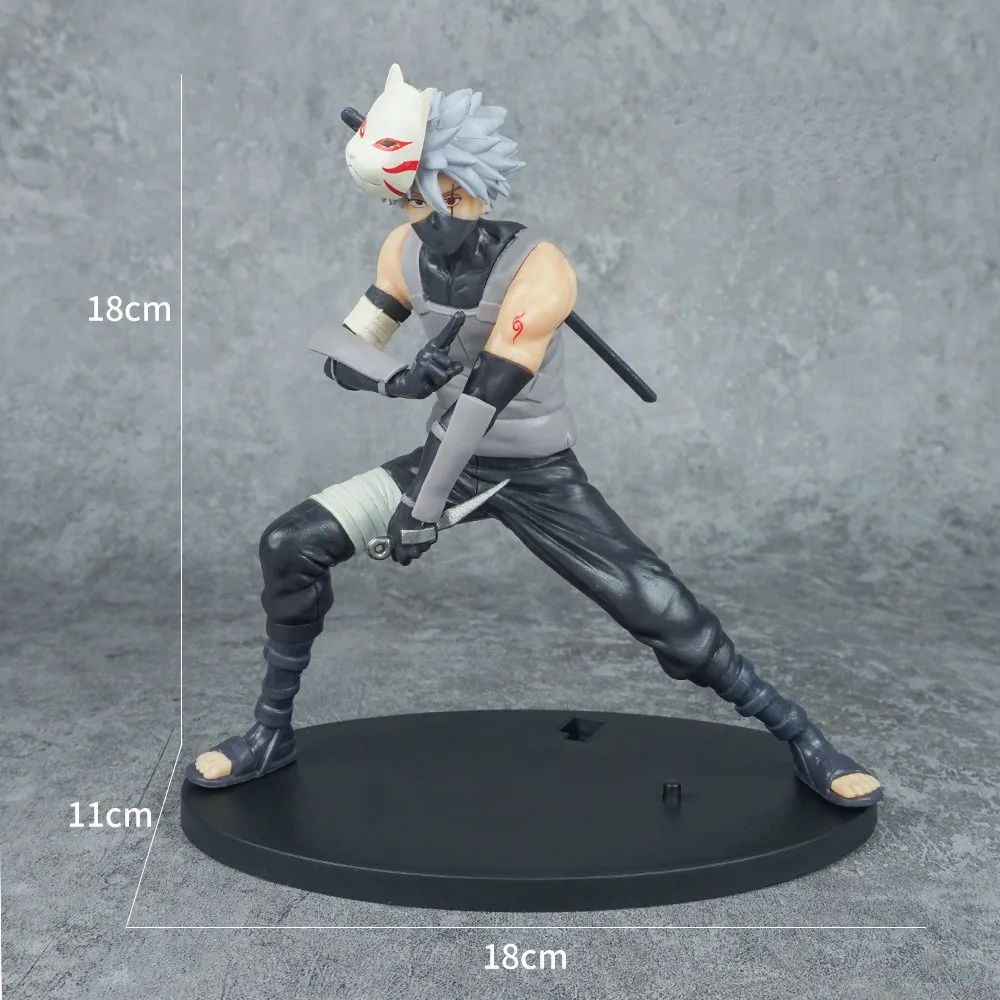 18CM Anime Naruto Figure Kakashi Naruto Sasuke Figurine Mask Kakashi Figure PVC Action Figure Model Children Dolls Gift Toys