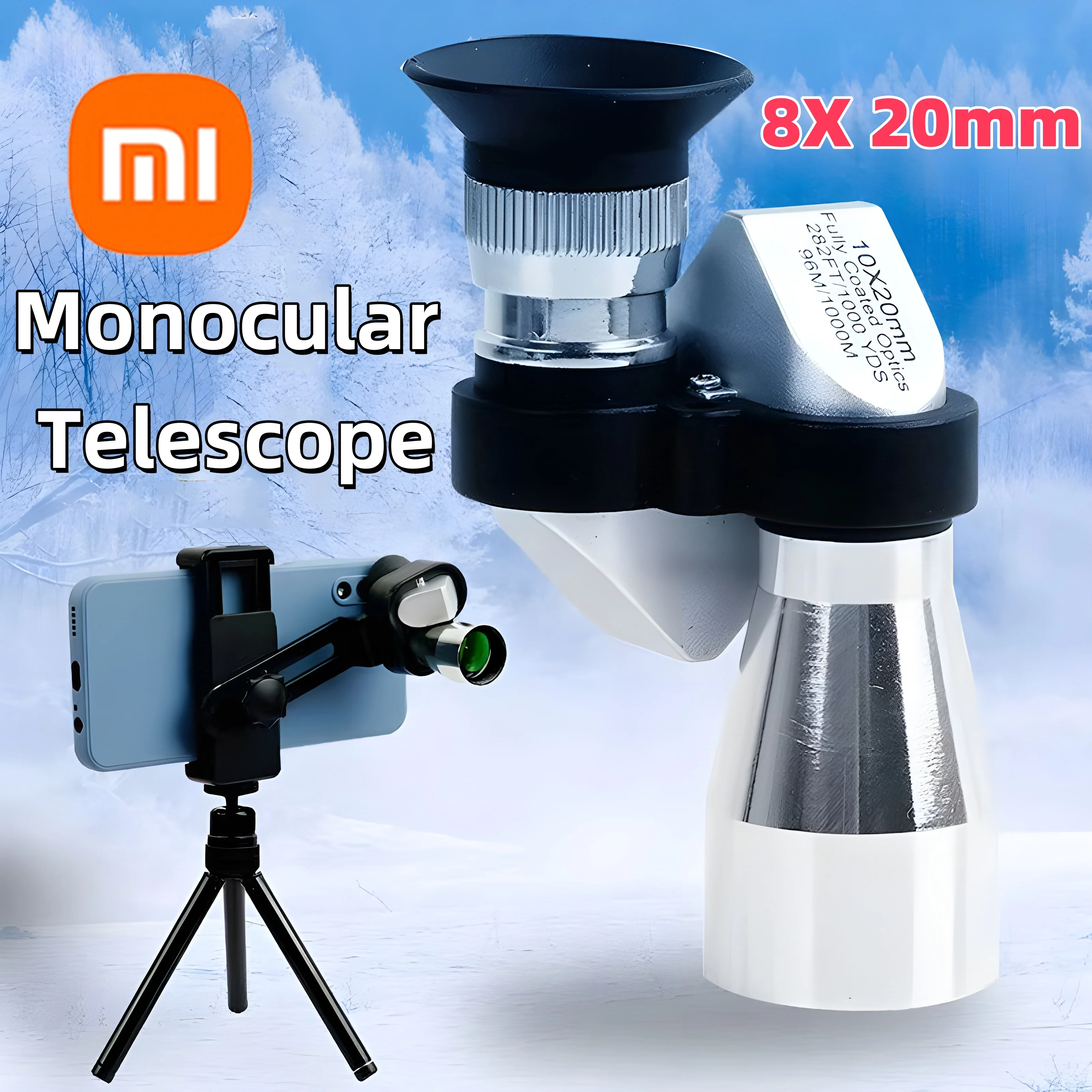 Xiaomi Corner Monocular Telescope Mini Metal Portable Microscope Zoom Travel Photography Large Eyepiece Objective Aperture 20MM