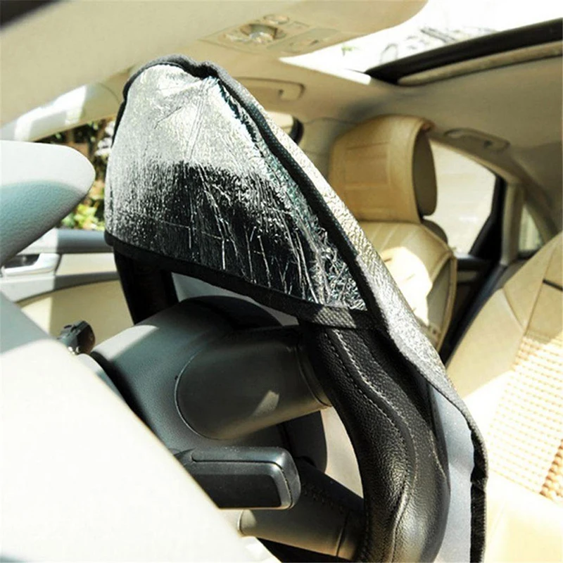 Auto Car Steering Wheel Sunshade Side Window Aluminum Foil Thicken Steering Wheel Cover Sunscreen Insulation Side Sun Shade