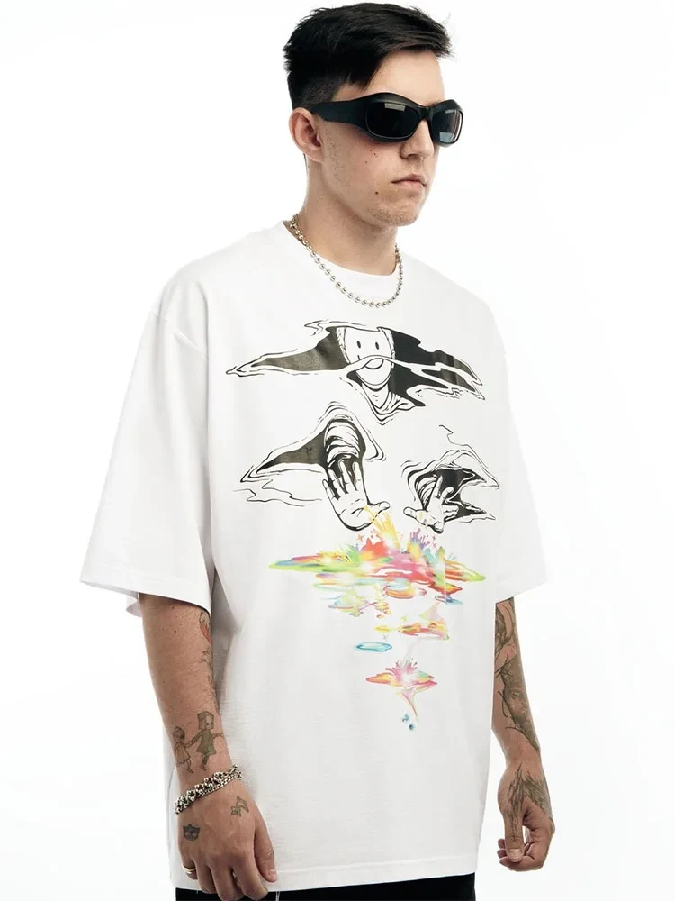 Men T-Shirt lyrical Cotton Oversized Graphic Kawaii Hip Hop Korean Fashion Short Sleeve Tops Tee Y2k Streetwear Harajuku Clothes