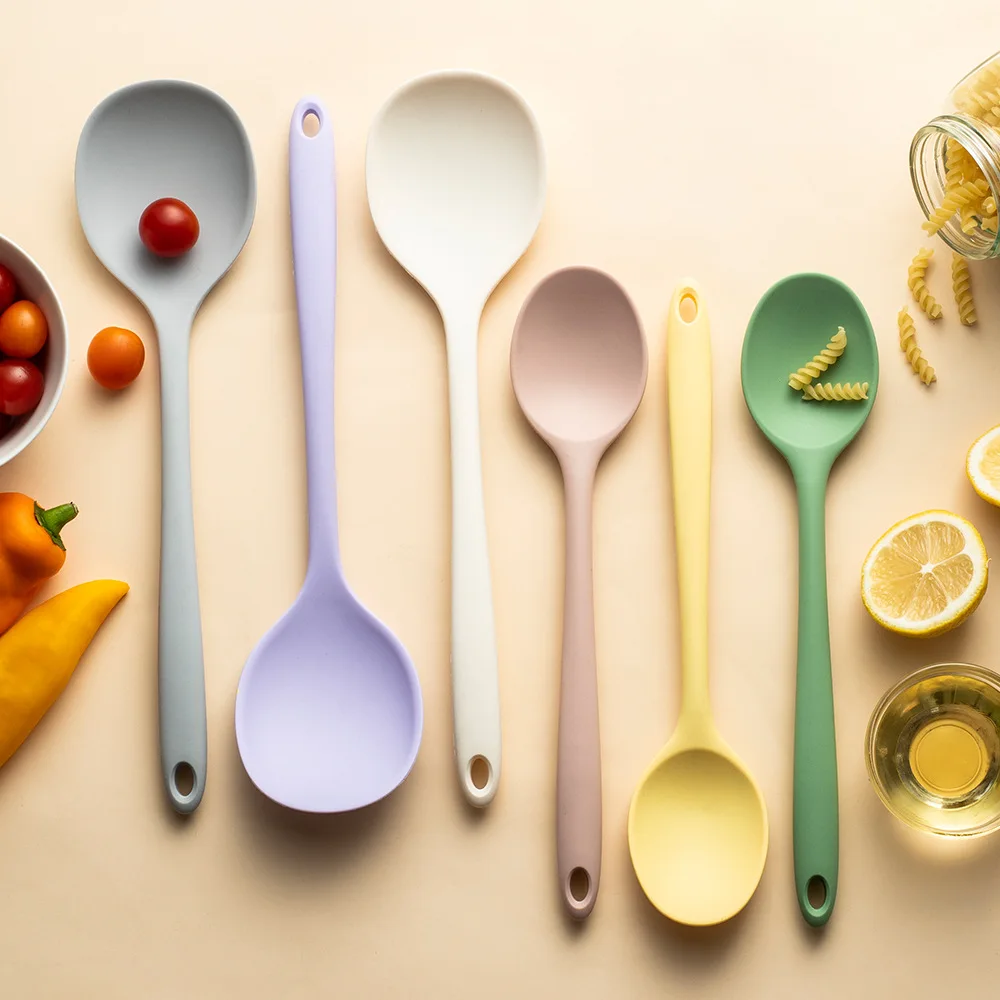 Silicone soup spoon, non-stick cooking spoon for serving soup, porridge, and salad. High-temperature resistant and easy to clean