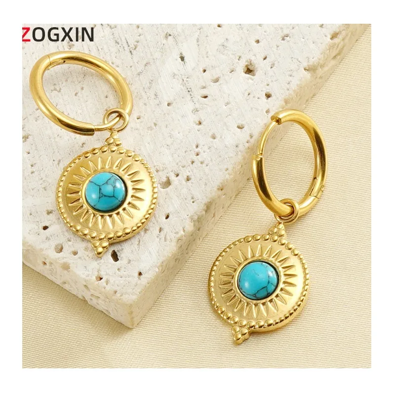 

Wind Stainless Steel Turquoise Earrings Female Niche Titanium Steel Internet Celebrity Earrings Earrings Jewelry Female