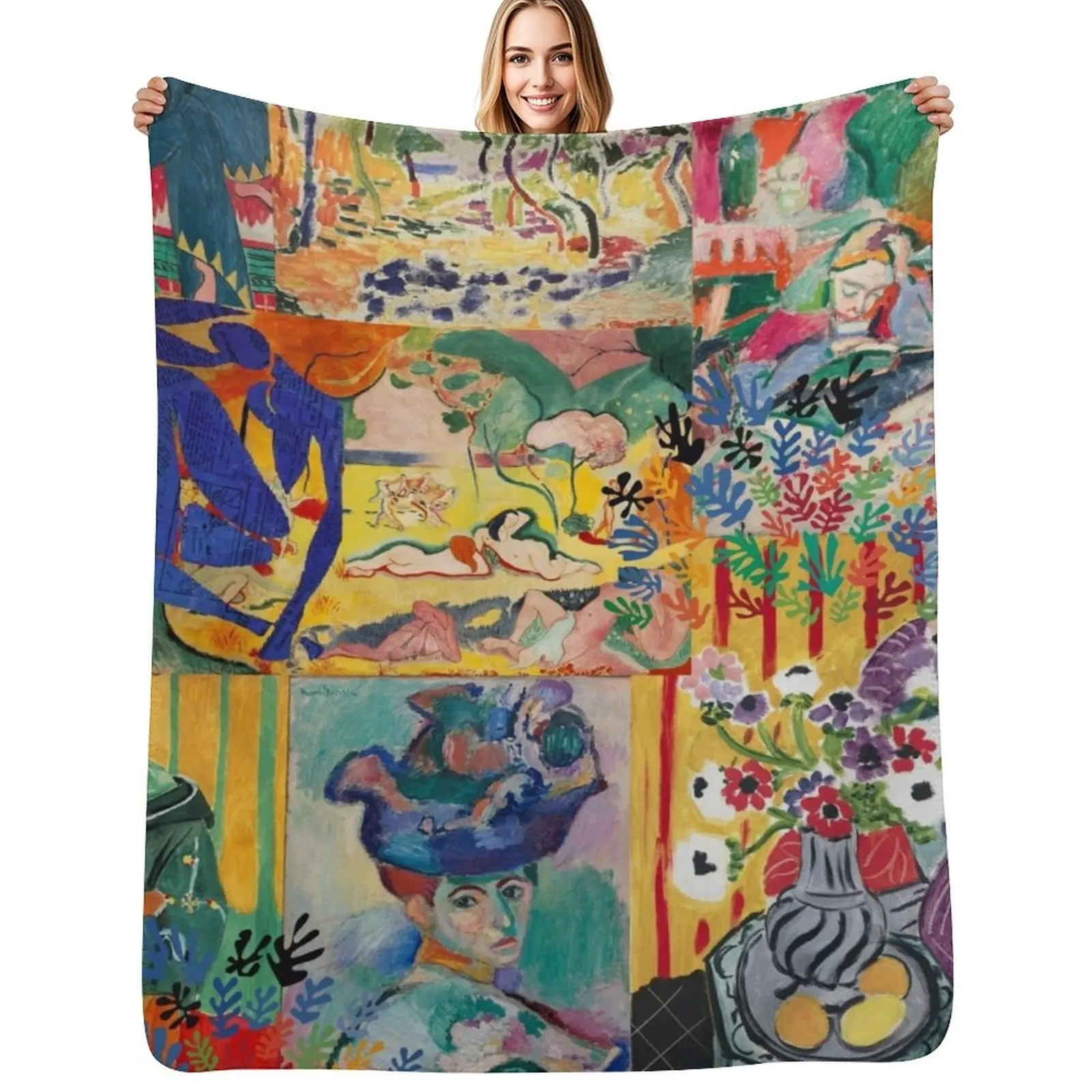 Matisse Collage Throw Blanket Cozy Light Blanket for Travel Camping Picnic