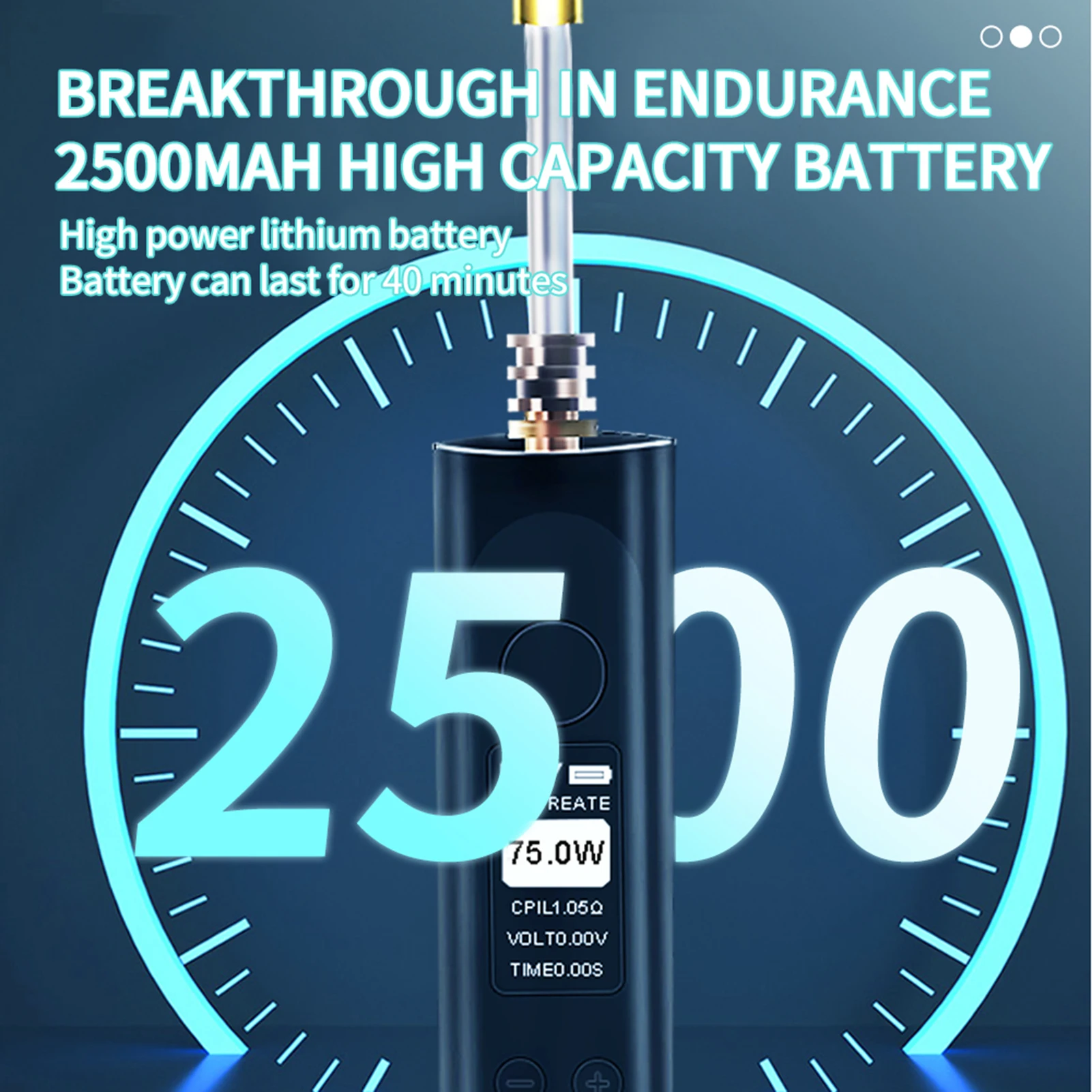 75W Portable Electric Soldering Iron 200-500℃ 8S Tin Melting/Constant Temperature with 3 Solder Tip Digital Smart Soldering Iron