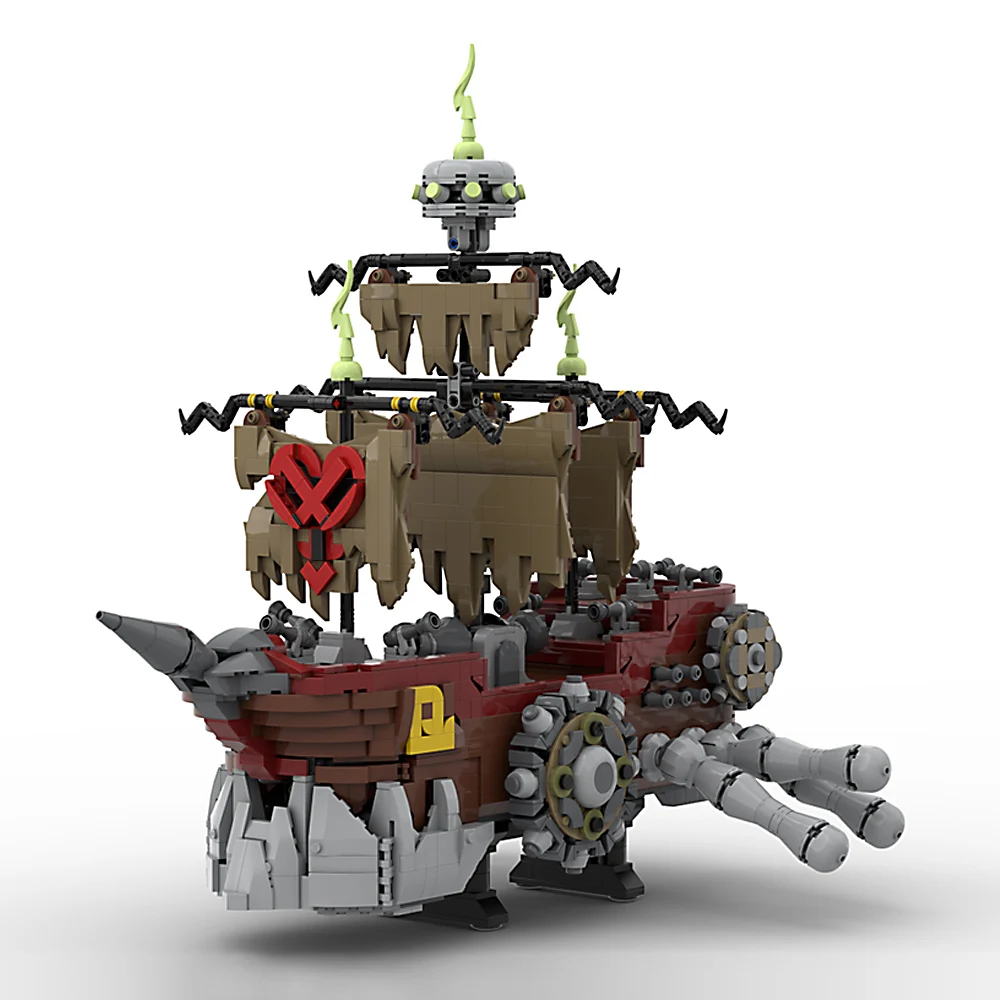 MOC Kingdomed Hearts Pirate Ship Heartless Building Block Set The Ruineds Kings warship Model Toys for Children Gifts